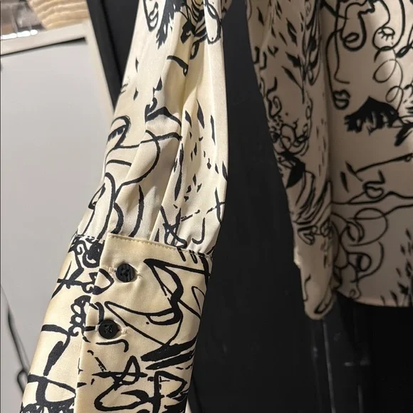 Rachel Zoe Cream and Black Abstract Shirt - Picture 6 of 11